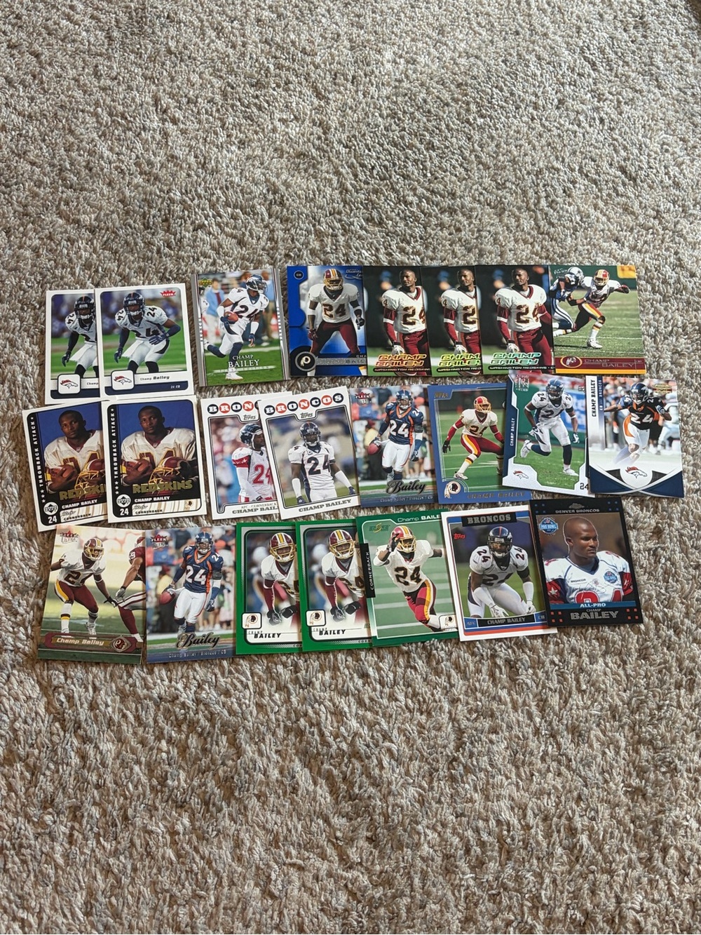 Lot of 23 Champ Bailey football cards Washington Redskins Denver Broncos